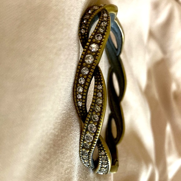 Burnished bronze CZ hinged bracelet - Picture 3 of 8